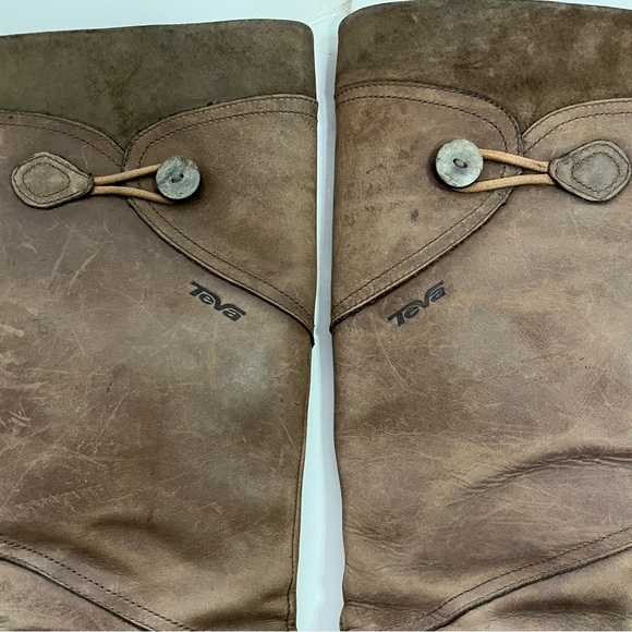 Teva 4325 Jade Cove Distressed Brown Leather Tall Boots Women’s 7.5 Zipper - Picture 9 of 10